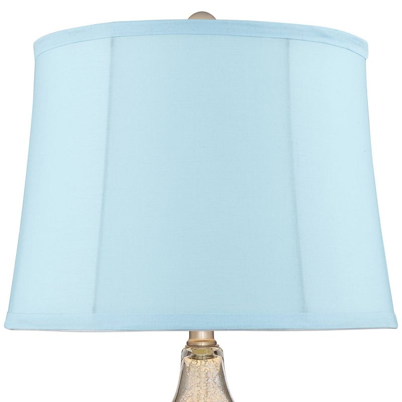 360 Lighting Castine Mercury Blue Softback Glass USB Table Lamps Set of 2