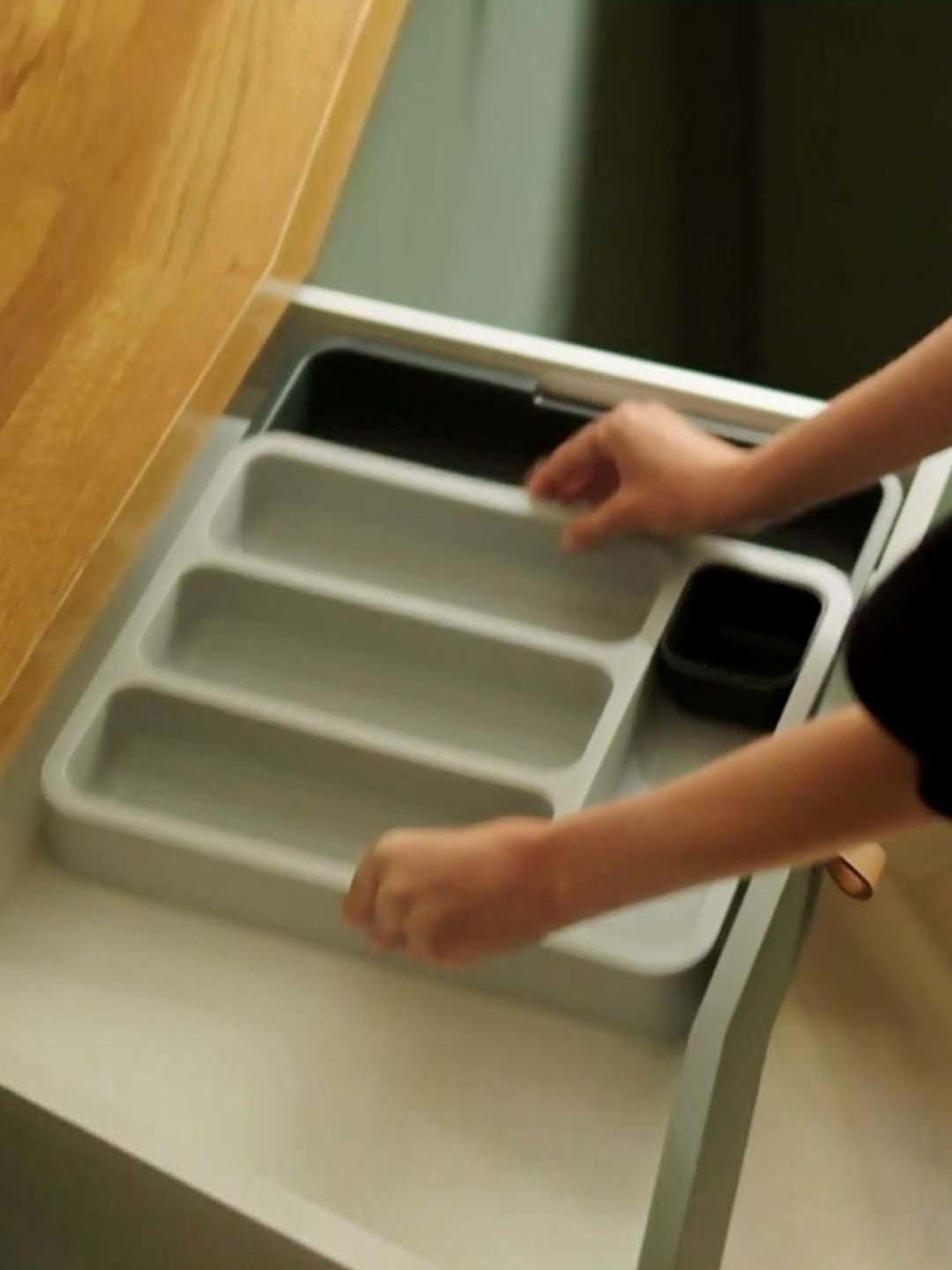 Joseph Joseph Grey Polypropylene 3-Tier Shelf Organizer With Drawer For Cabinet