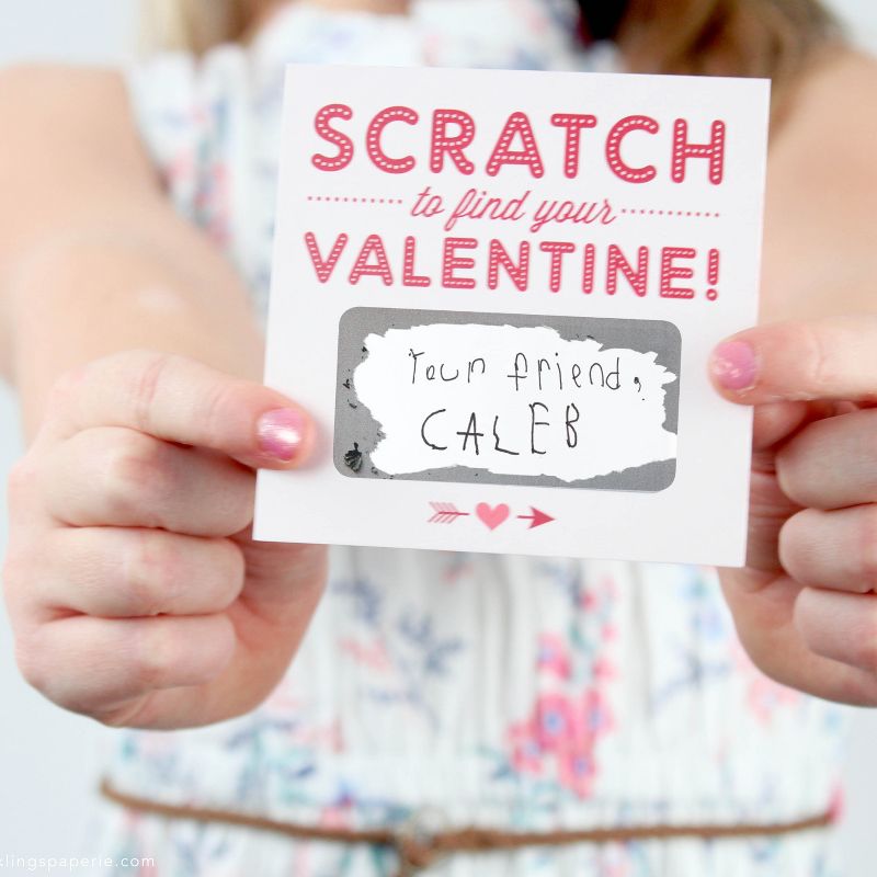 18ct Scratch-off Valentines Cards Pink