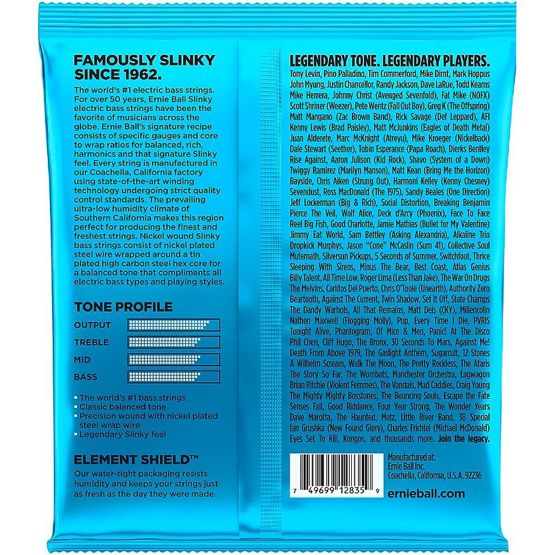 Ernie Ball 2835 Extra Slinky Round Wound Bass Strings
