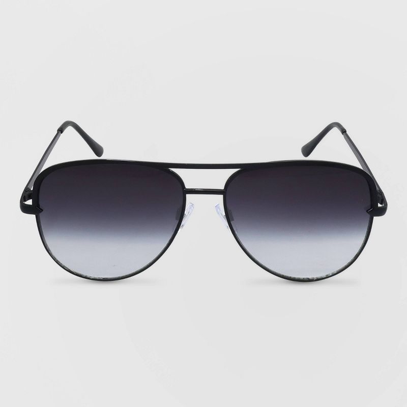 Women's Aviator Metal Silhouette Sunglasses - Wild Fable™ Black