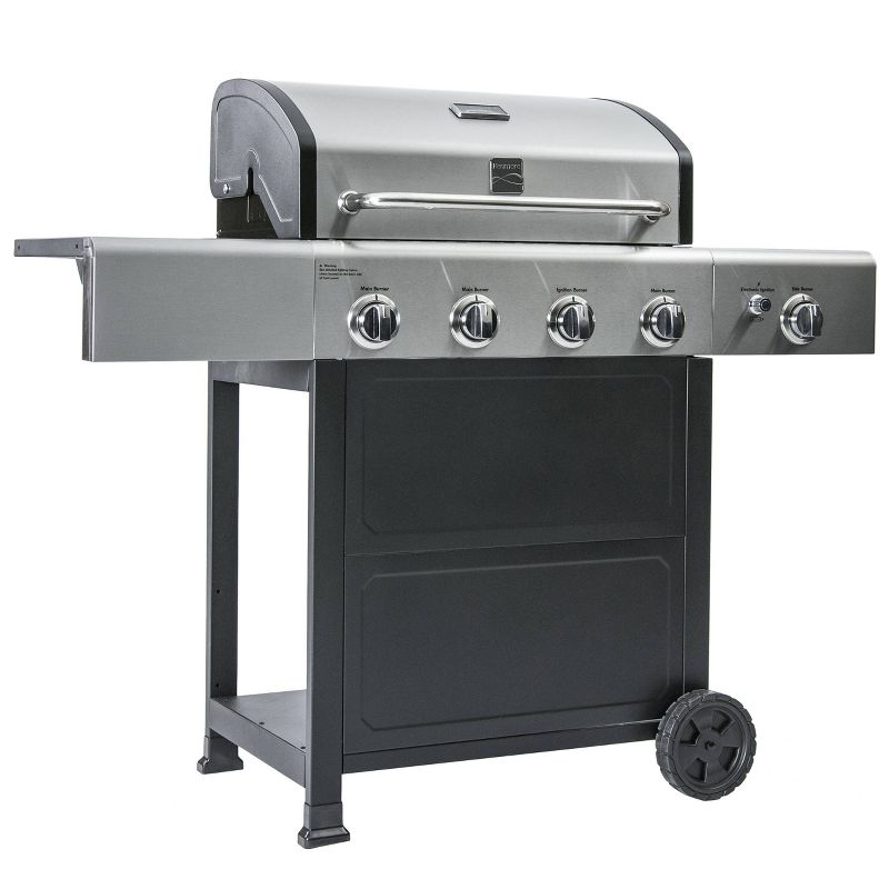 Kenmore PG-40406S0L 4 Burner Open Cart Grill with Side Burner - Stainless Steel and Black