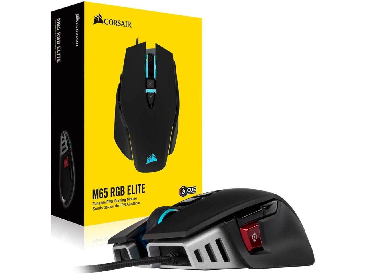 New : Gaming mouse, CORSAIR M65 M65 ELITE - FPS Gaming Mouse - 18,000 DPI Optical Sensor - Adjustable DPI Sniper Button - Tunable Weights - Black