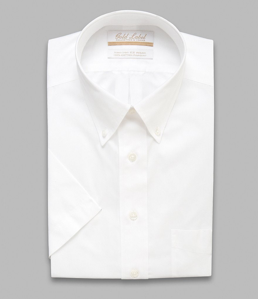 Gold Label Roundtree & Yorke Non-Iron Fitted Button-Down Collar Solid Dress Shirt
