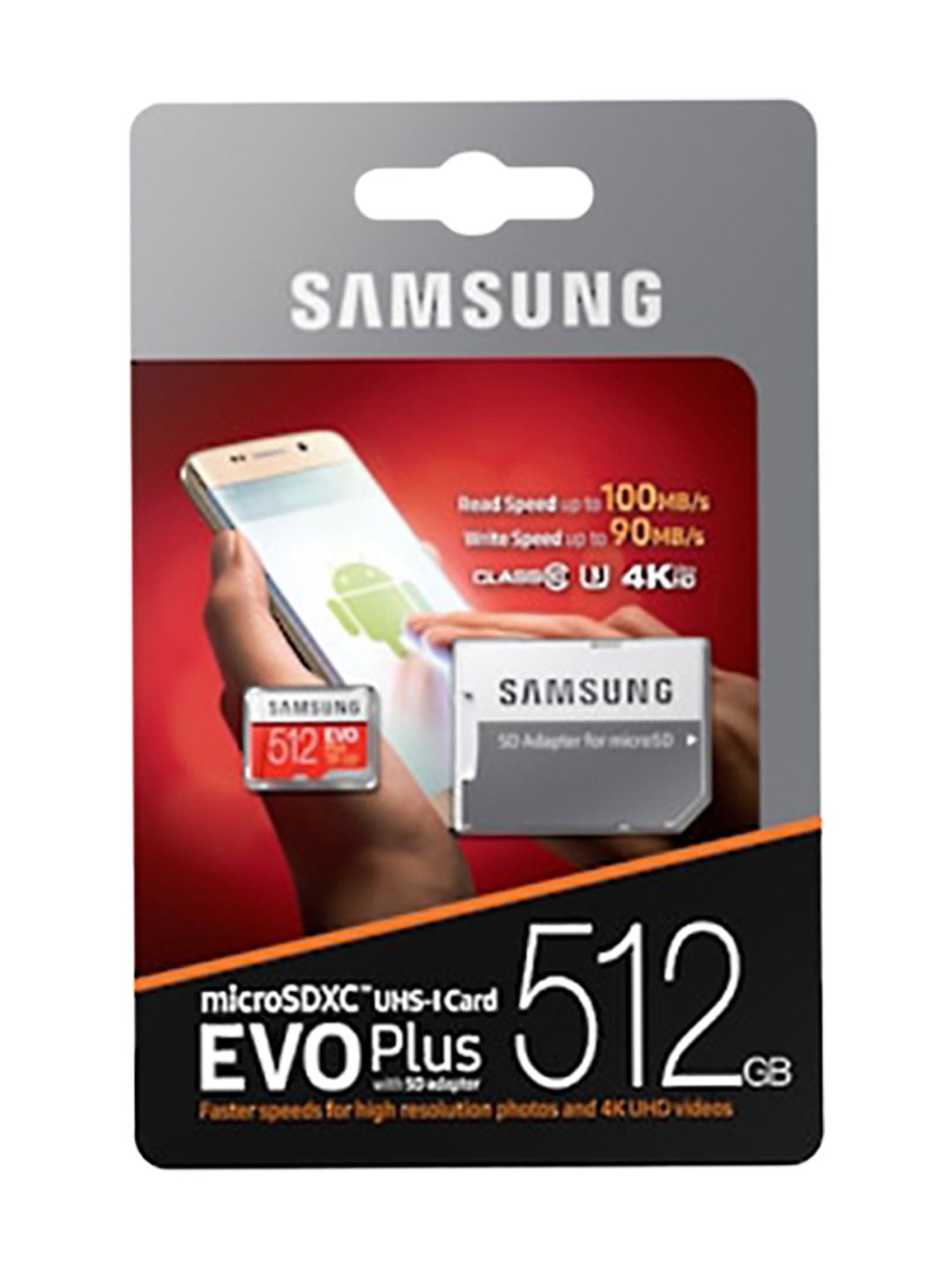 Samsung EVO Plus 512GB Micro SDXC Memory Card with Adapter (Red/Grey)