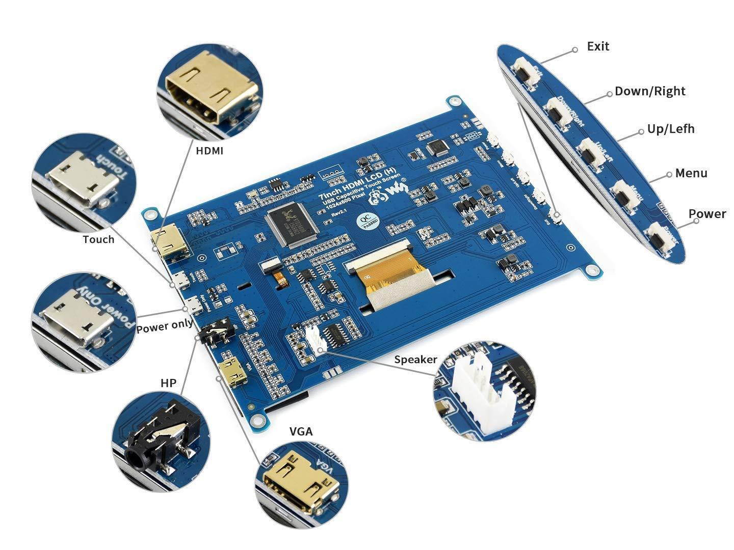 7inch HDMI LCD (H) 1024x600 IPS Capacitive Touch Screen LCD Display HDMI Module for Raspberry Pi, BeagleBone Black, Banana Pi Support Microsoft XBOX360, Sony PS4, and Nintendo Switch