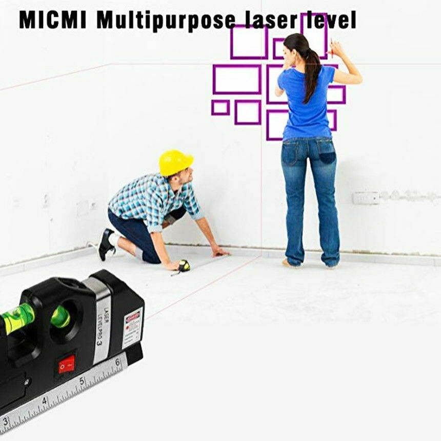 NEW Multipurpose Laser Level Vertical Horizon Measuring Tape Aligner Ruler Steel