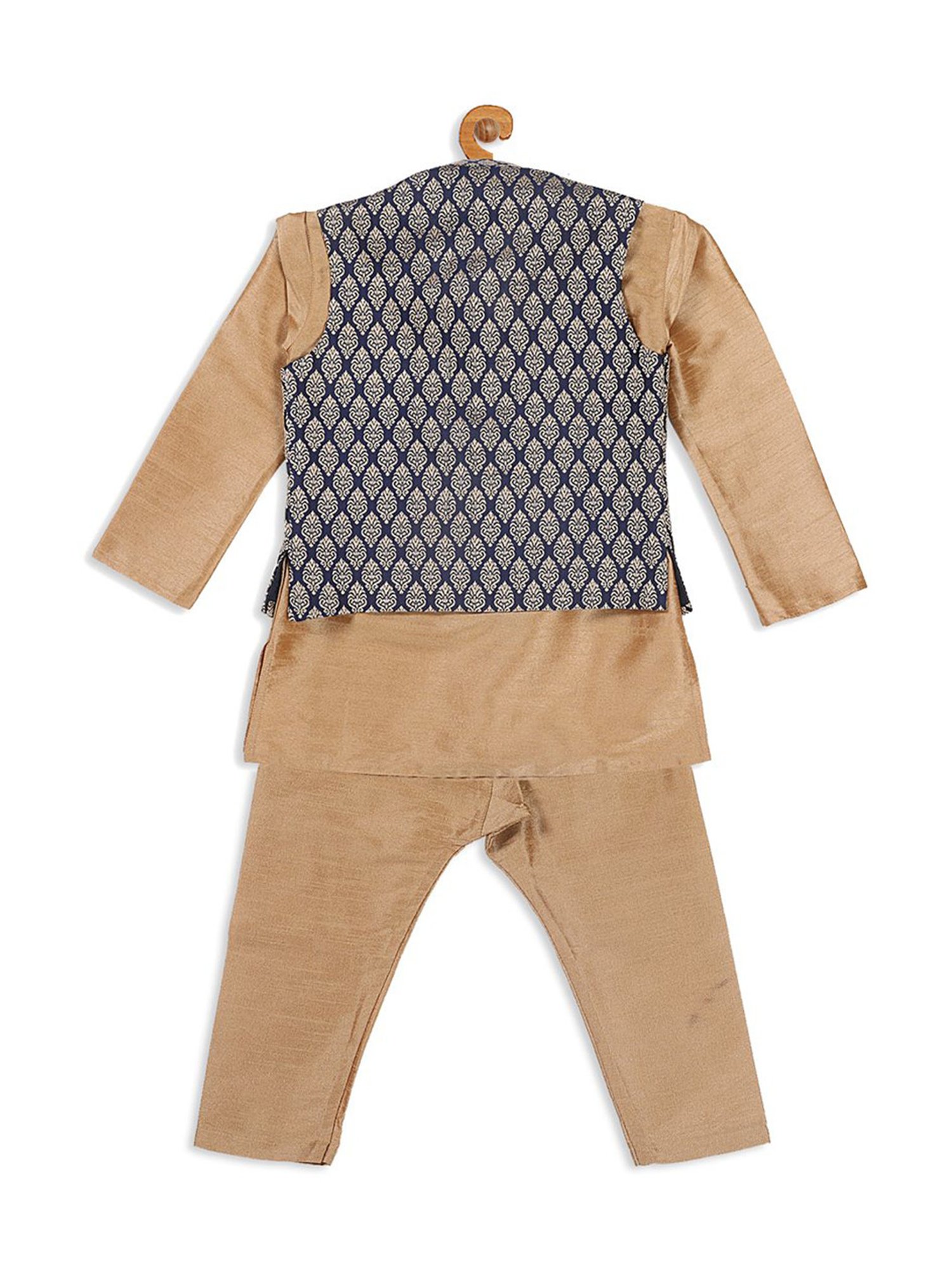 VASTRAMAY SISHU Golden & Black Straight Fit Kurta Set