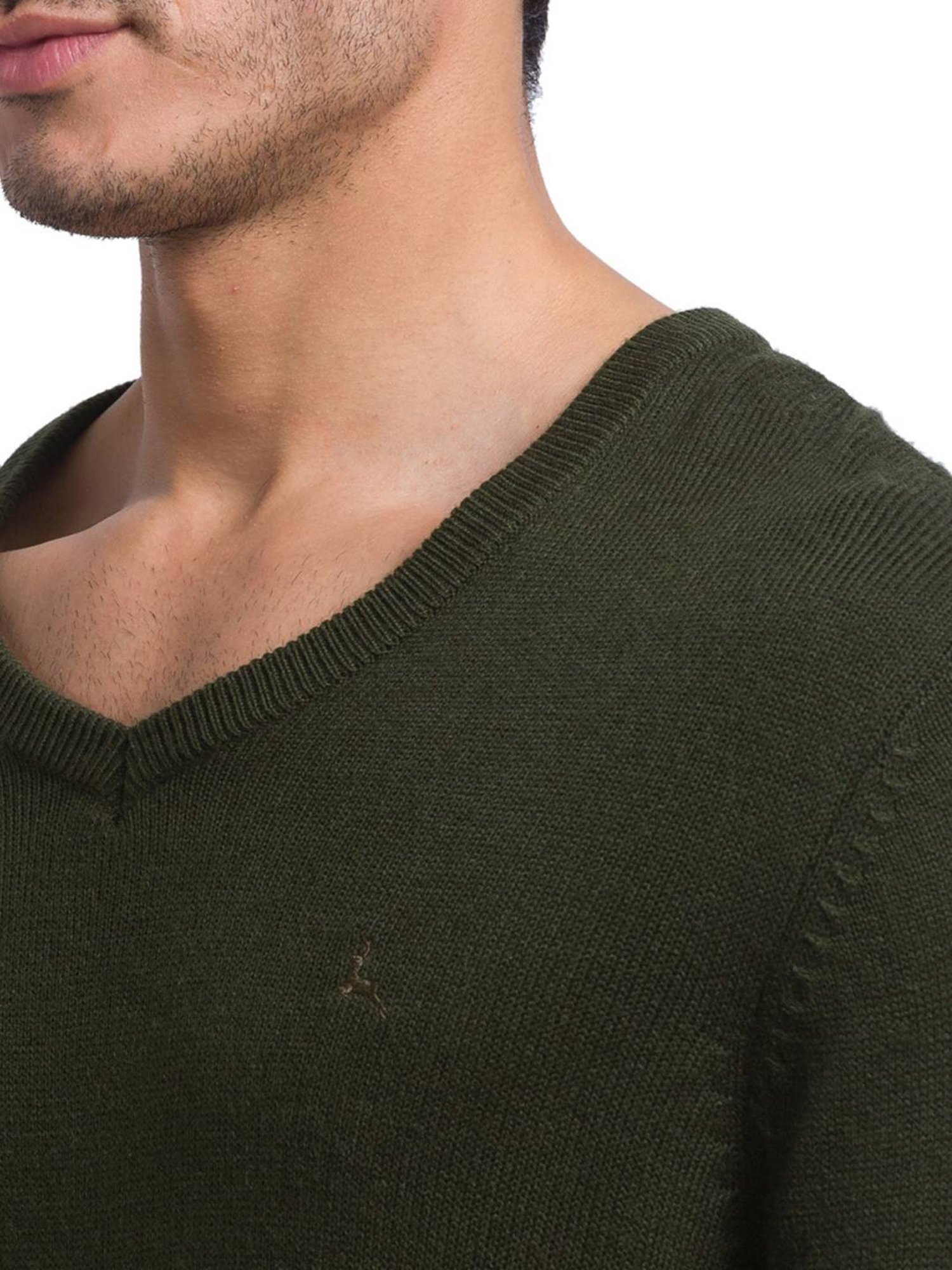 Parx Green Regular Fit Sweaters