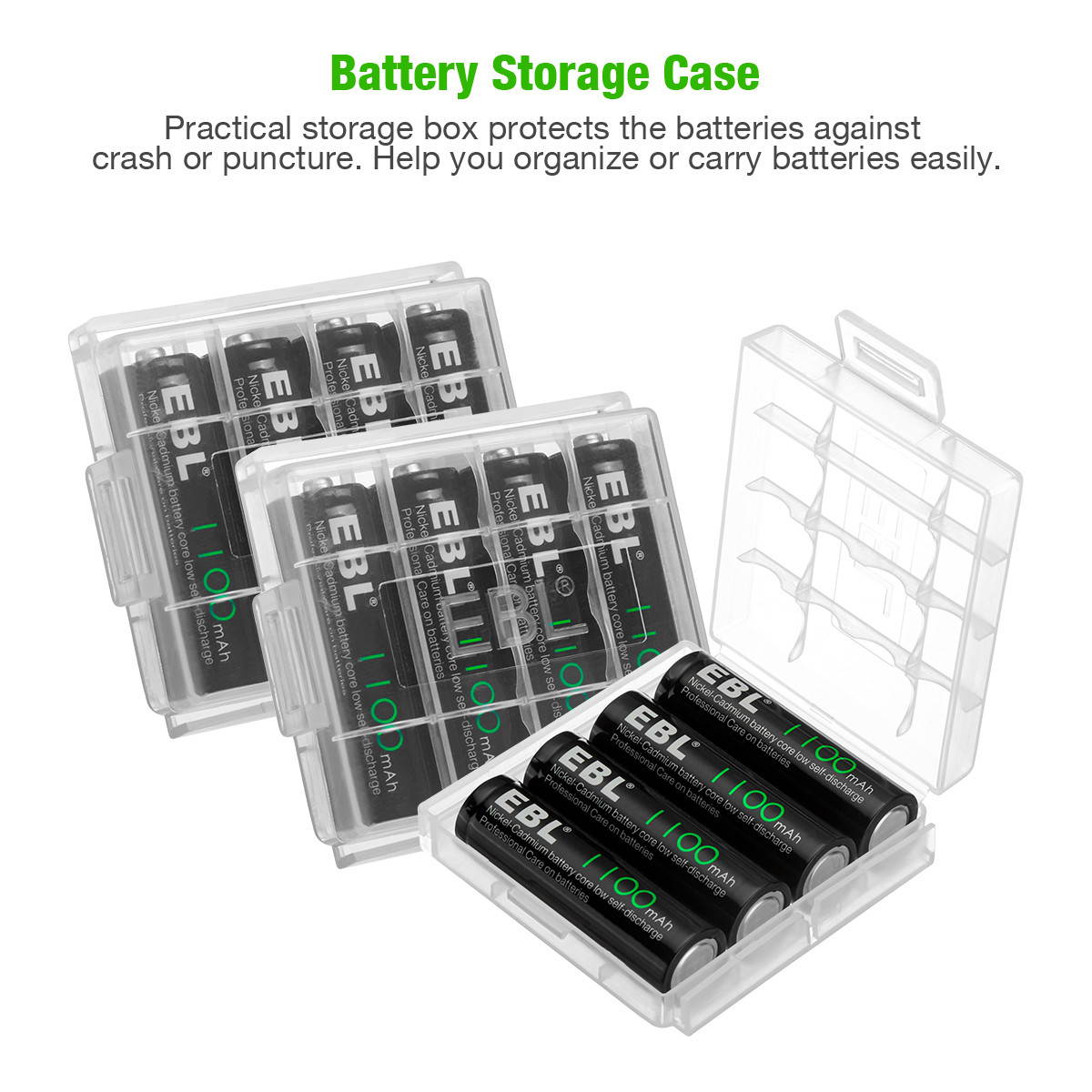 EBL 12 Pack 1100mAh AA Ni-CD Battery 1.2V Rechargeable Batteries for Garden Solar Light