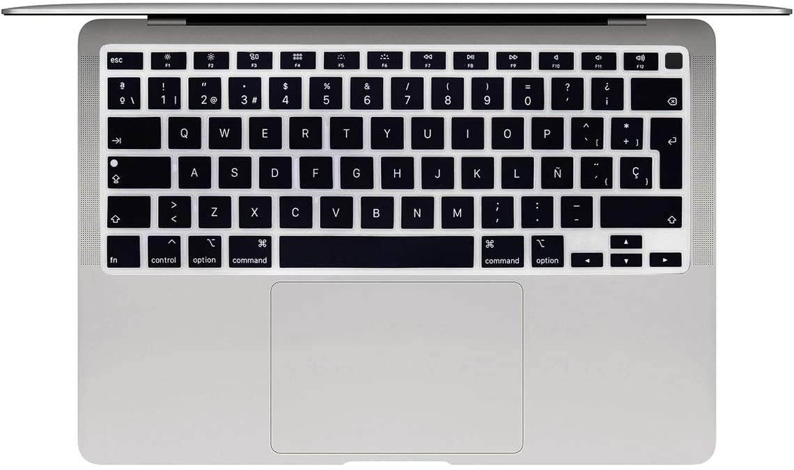 HRH Spanish Language ESP Keyboard Cover Skin,Silicone Keyboard Cover for MacBook Air 13 Inch 2020 with Touch ID (MODLE A2179 and A2337 Apple M1 Chip, US Layout) Keyboard Accessories Protector-Black