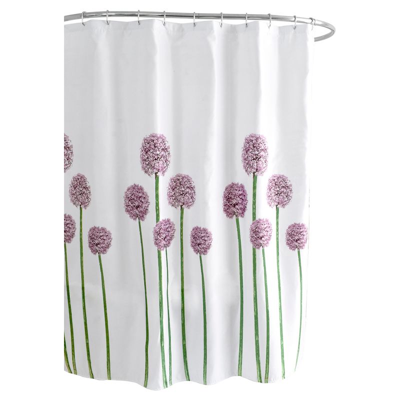 Fabric Floral Shower Curtain Purple/Green - Splash Home