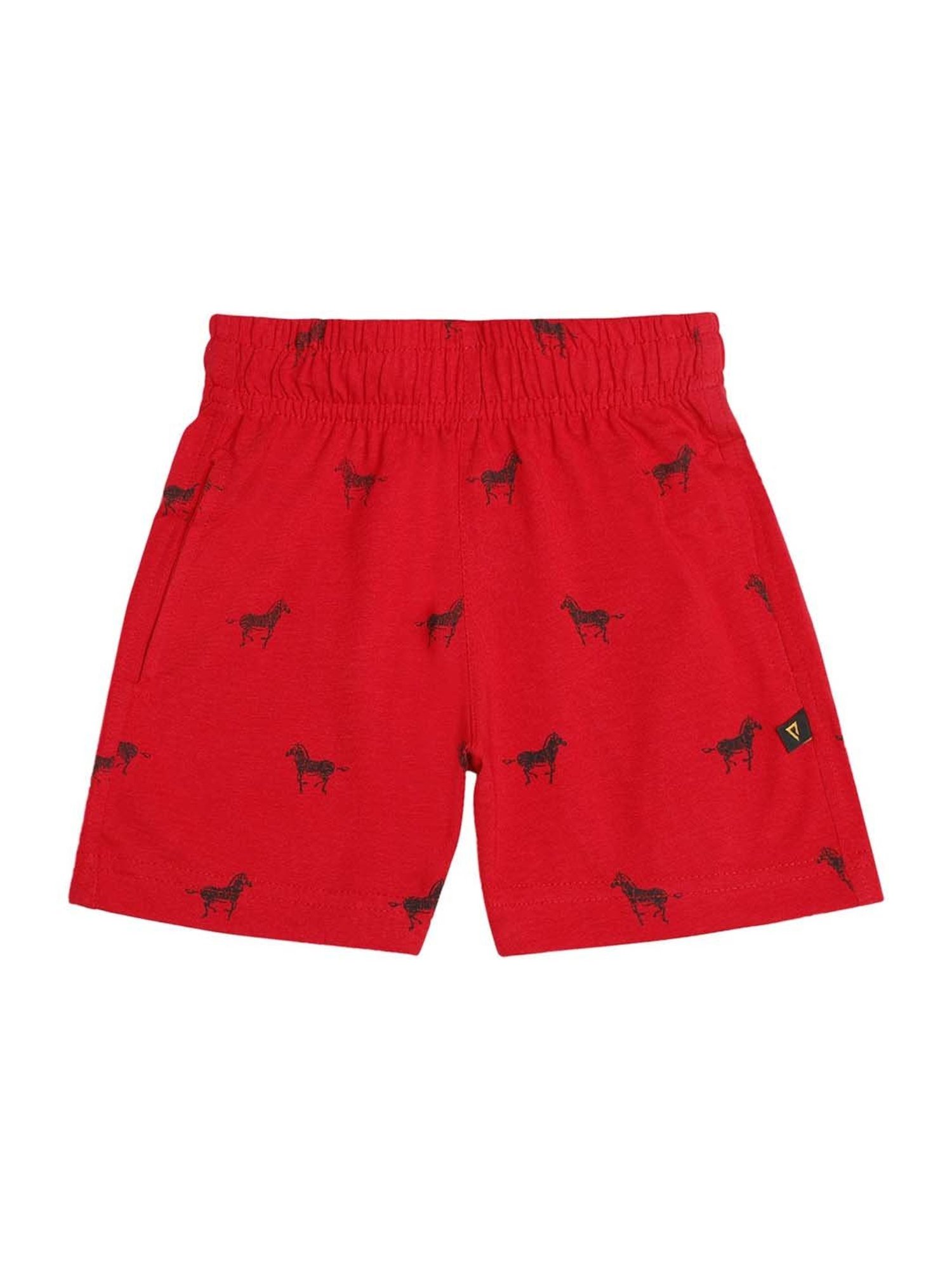 Proteens Kids Red Cotton Printed Shorts