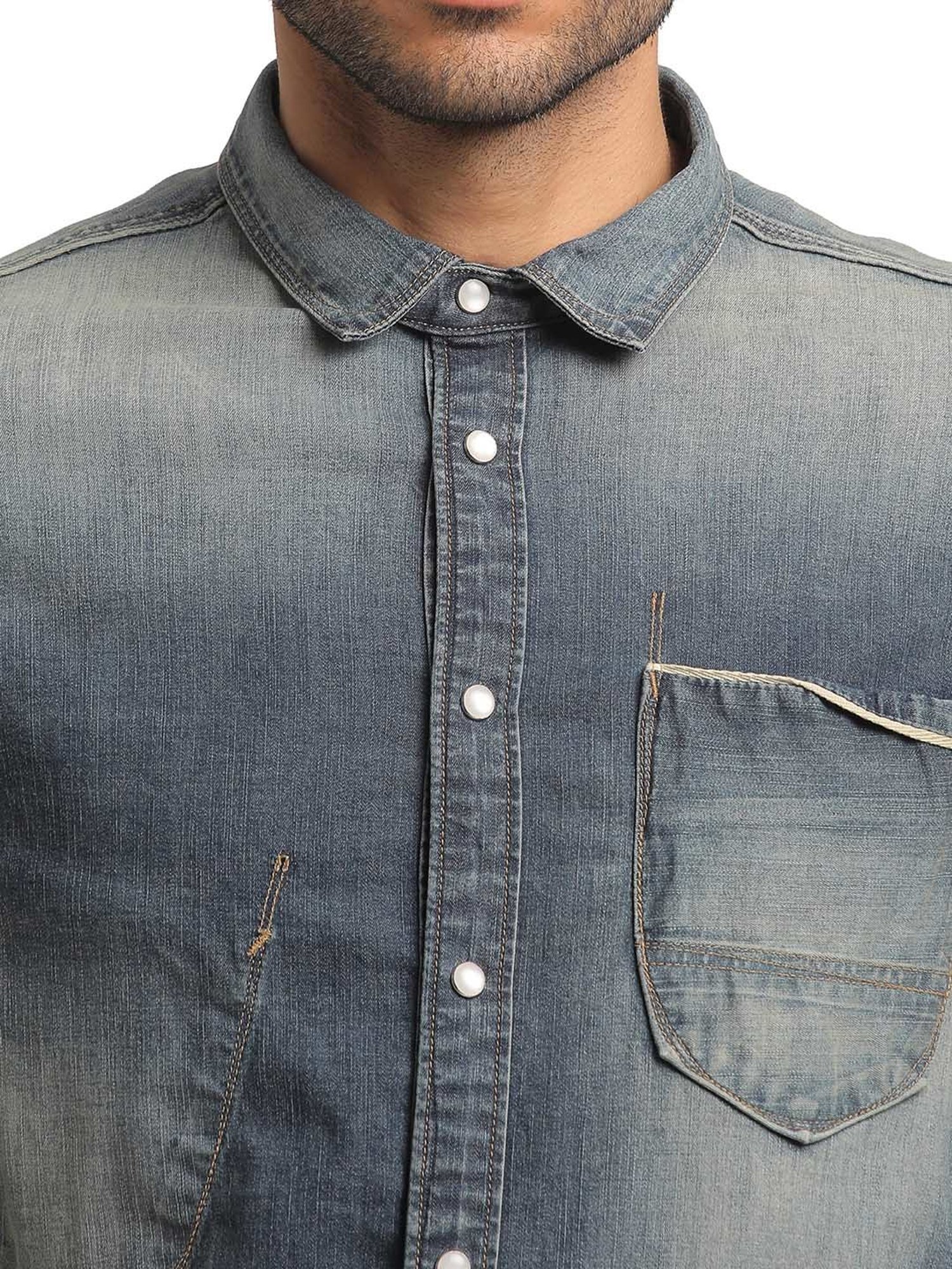 EVERBLUE Medium Blue Regular Fit Shirt