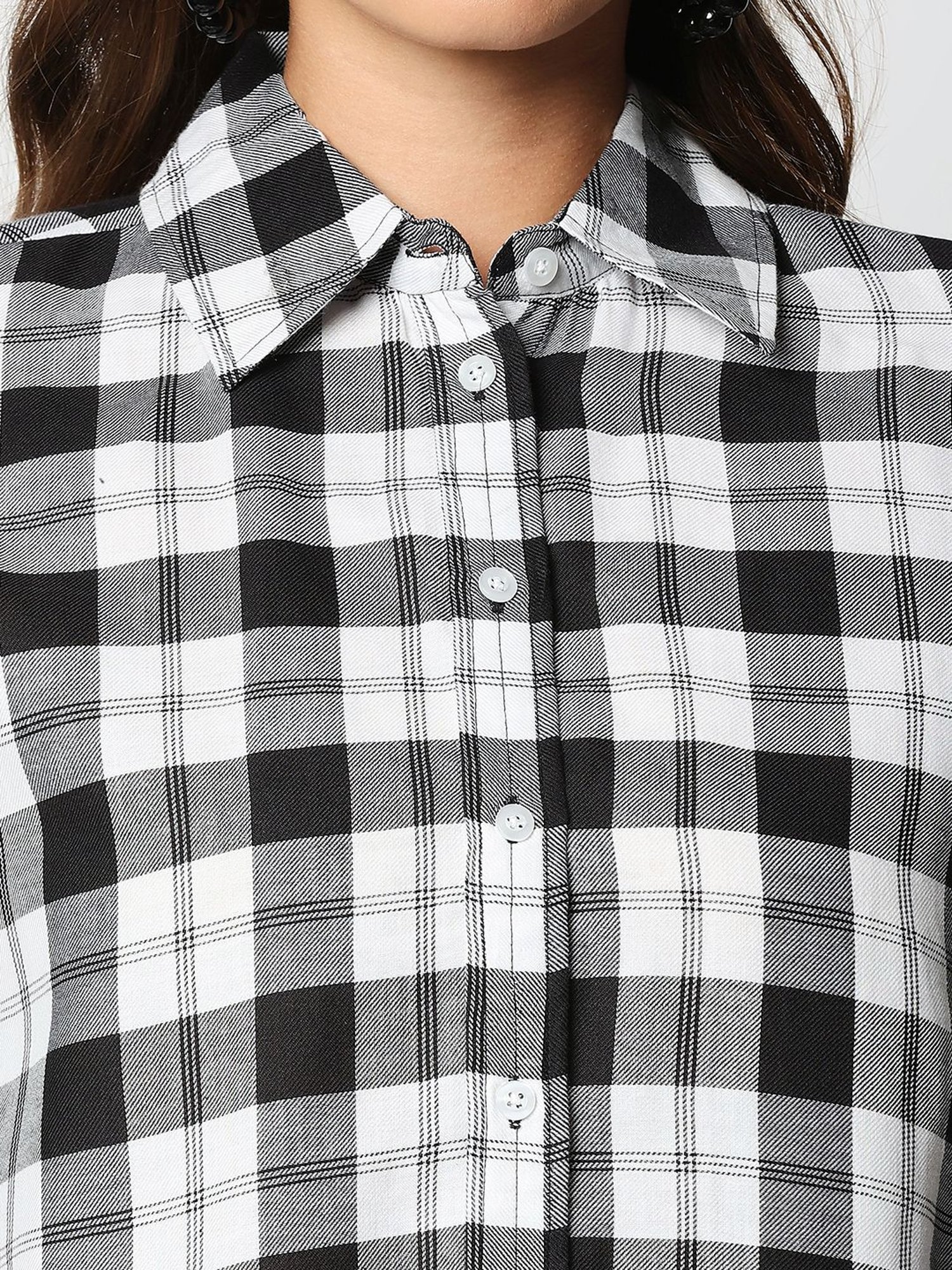 Remanika Black & White Pure Cotton Chequered Shirt