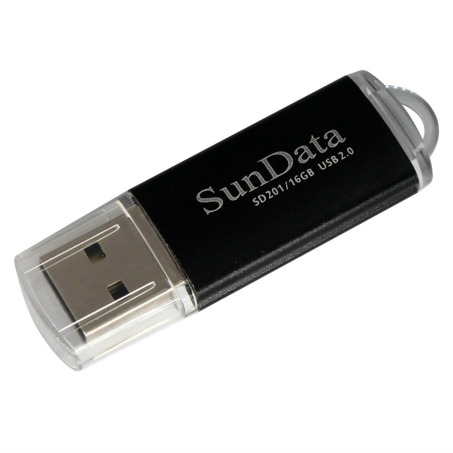 SunData 5 Pack 16GB USB 2.0 Flash Drive Thumb Drives Memory Stick, 5 Colors: Black Blue Green Gold Red