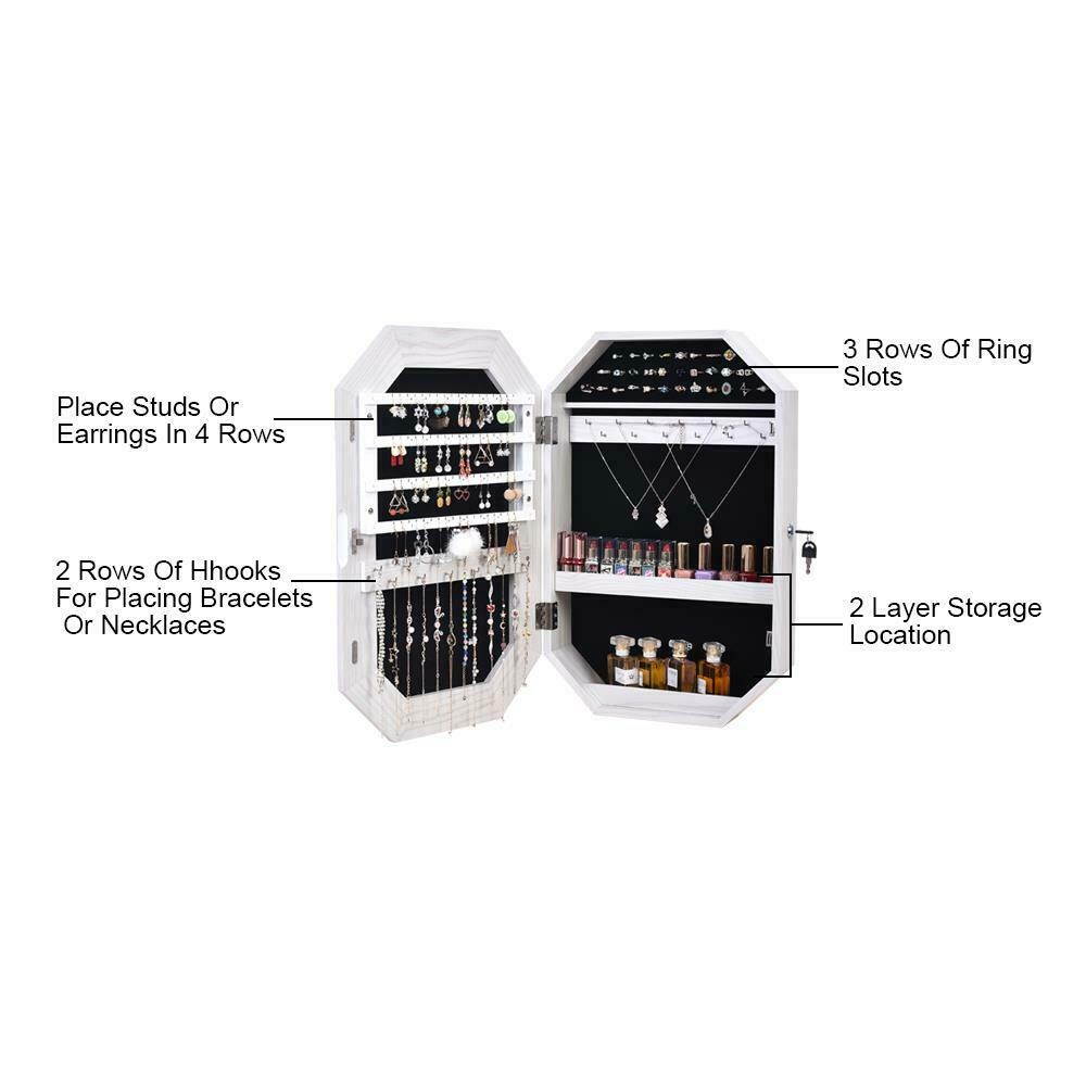 New Wall Mounted Jewelry Cosmetic Armoire Cabinet Organizer Full Bathroom Mirror