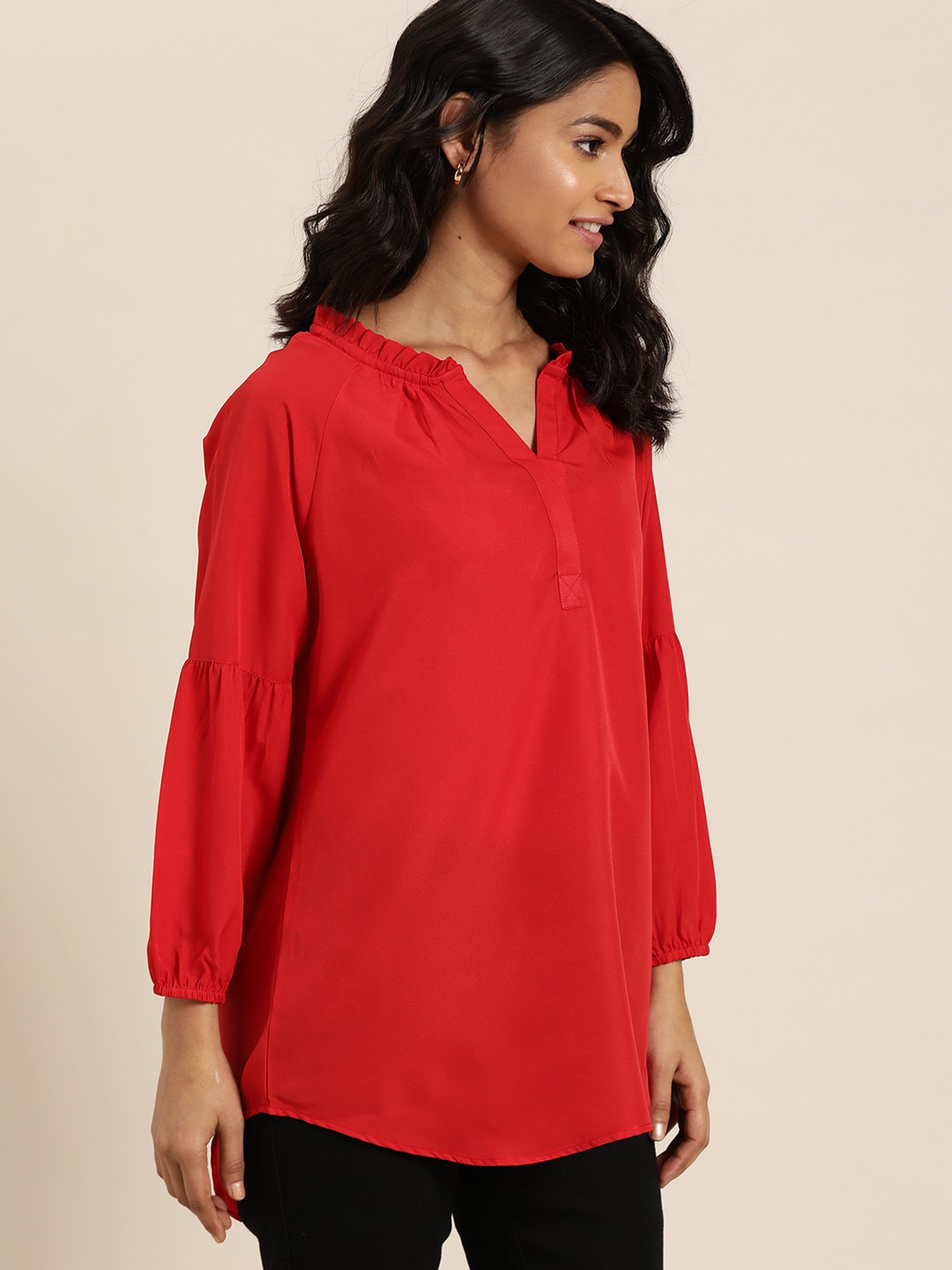 Qurvii Red A-Line Top