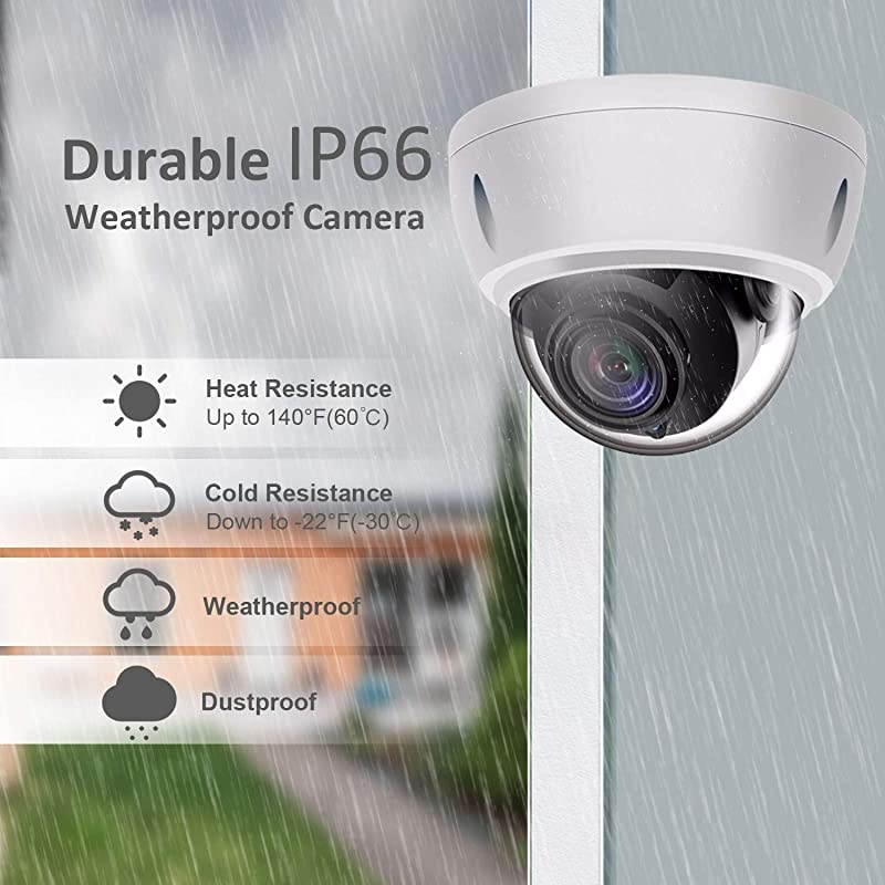 5MP PTZ PoE IP Dome Camera 5X Optical Zoom Security Camera with Audio 2.7-13.5mm Motorized Lens Outdoor Waterproof Video Surveillance Camera Dome Night Vision with Wall Mount Bracket