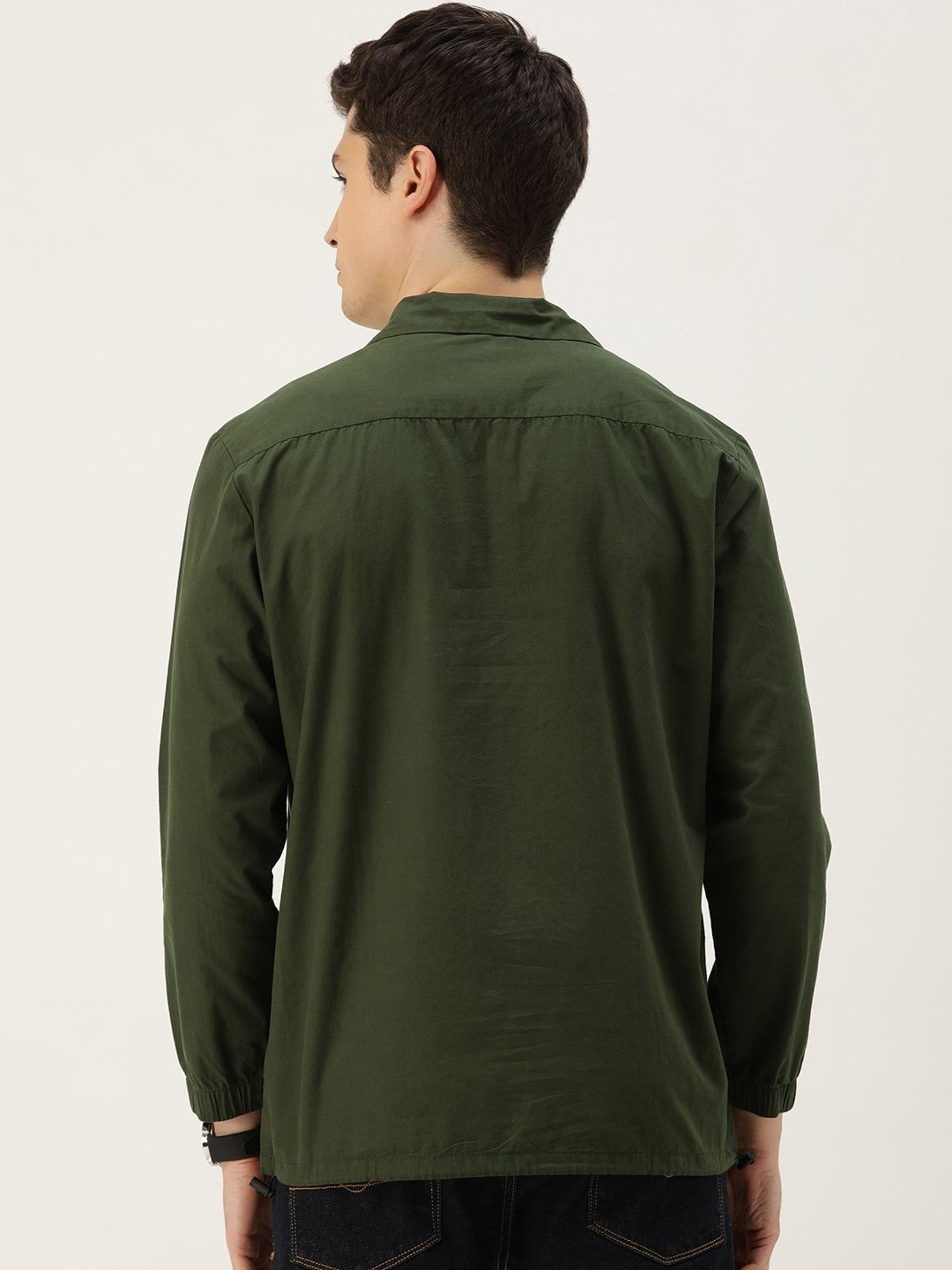 Bene Kleed Olive Relaxed Fit Cotton Shirt