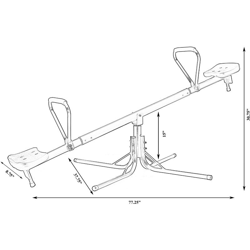 PLAYBERG Outdoor Red and Blue Metal Rotating Seesaw