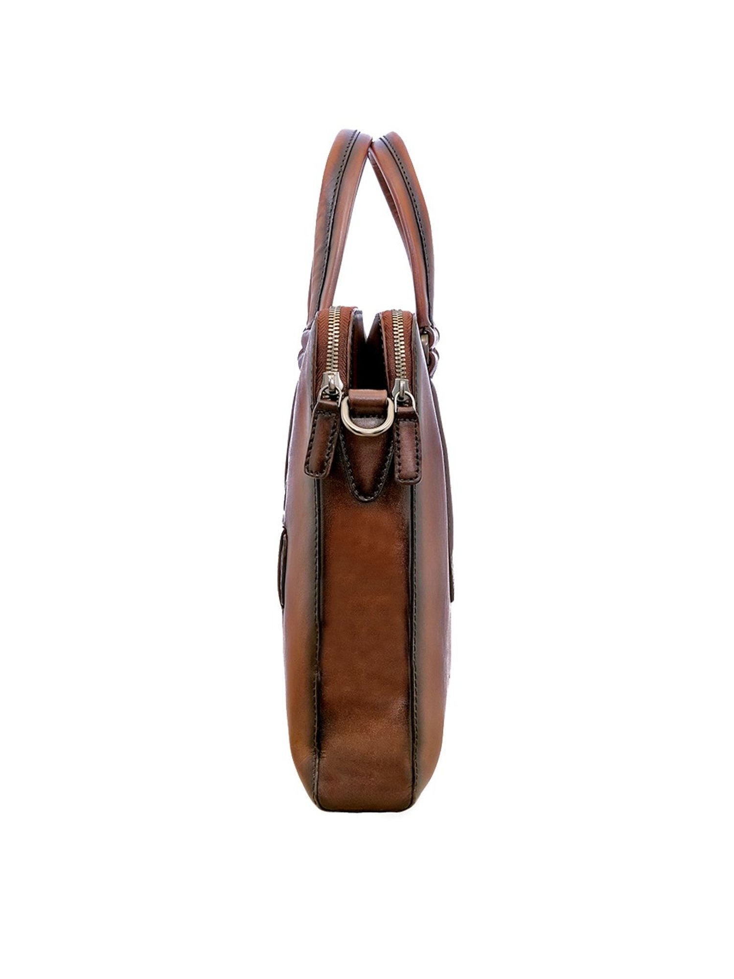 Eske Tan Leather Solid Large Laptap Messenger Bag