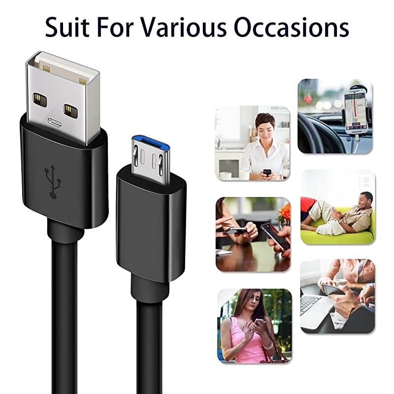 USB Cable,2Pack Extra Long Android Charger Cable 10Ft 6Ft,Durable Fast Phone Charger Cord Android USB Charging Cable for Samsung Galaxy S7 S6 S7 Edge S5,Note 5 4,LG G4,HTC,PS4,Camera,MP3