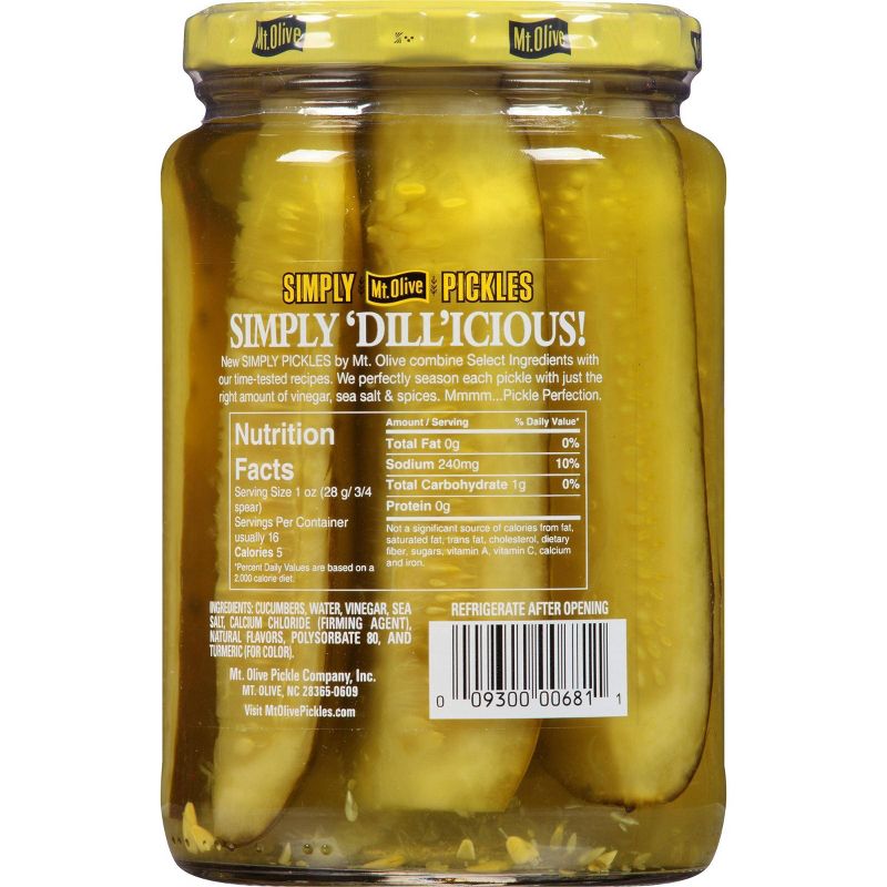 Mt. Olive Simply Pickles Kosher Dill Spears - 24 fl oz