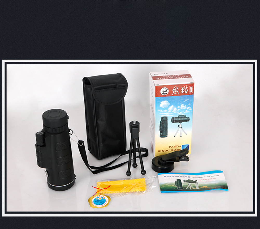 UrChoiceLtd&reg; PANDA 40x60 Compass Monocular HD Telescope Spotting Scope Dual Focus Optical Prism  Night Vision Tourism Scope Zoom Binoculars For Sky Gazers with Free Tripod & Mobile Phone Bracket