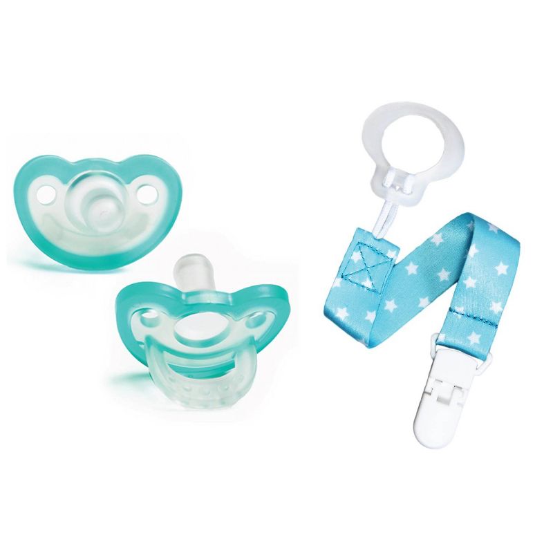 RaZbaby JollyPop Pacifier With Universal Holder 2pk - Blue