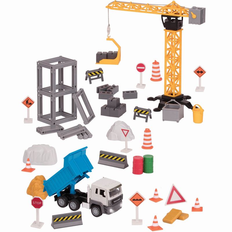 DRIVEN – Construction Playset with Toy Trucks and Crane (66pc) – Micro Series