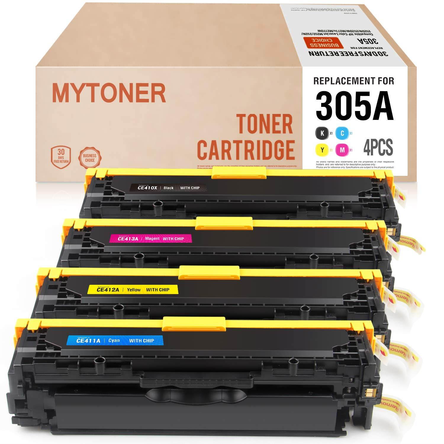 MyToner Compatible Toner Cartridge Repalcement for HP 305A 305X CE410X CE411A CE412A CE413A (4 Pack) for HP Laserjet Pro 400 Color MFP M451dn,M451nw,M451dw,M475dn,M475dw,Pro 300 Color MFP M375nw