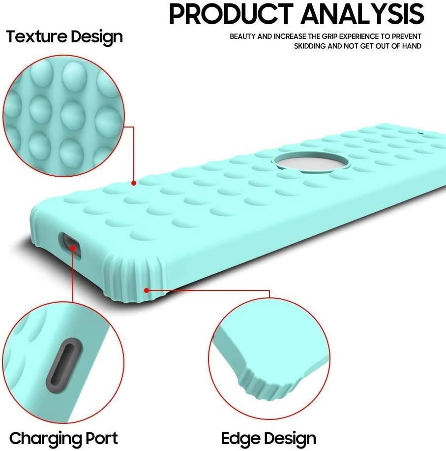 AWINNER Protective Case Compatible for Apple TV 4K 5th / 4th Gen Remote/HD Siri Remote (1st Generation) - Lightweight [Anti Slip] Shock Proof Silicone Cover for Apple TV Siri Remote Controller (Cyan)