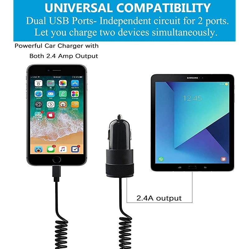 Charger, 24W/4.8A Compatible with iPhone 12/11/XR/XS/X/Pro Max 8/7/6/6S Plus 5S/5C/SE2, iPad Air Mini Pro USB Port Fast Cable Charger Adapter(CC001 Black)