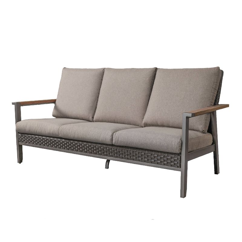 Tahoe Outdoor Three-Seater Sofa - Brown Wicker - Serta