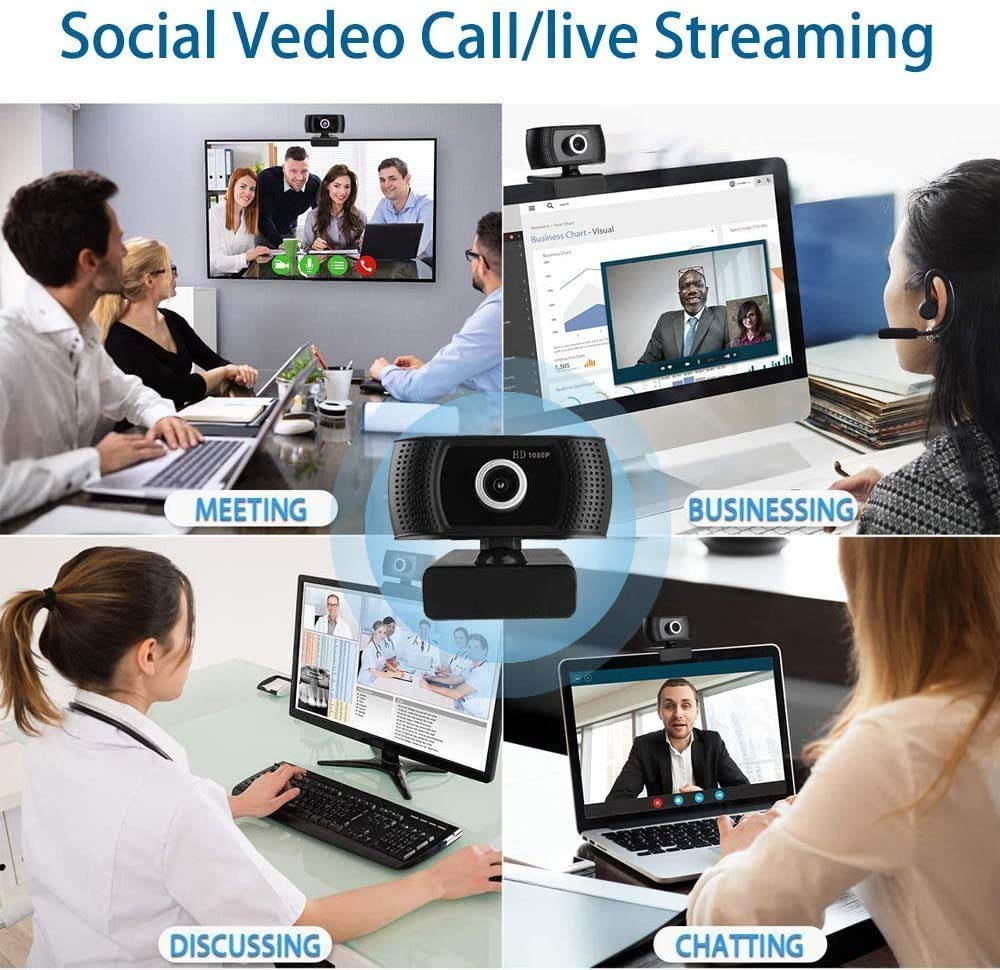 Full HD 1080P Webcam,Computer Camera,Adjustable Focusing USB Computer Camera for PC Laptop Desktop Video Calling,Conferencing Webcam
