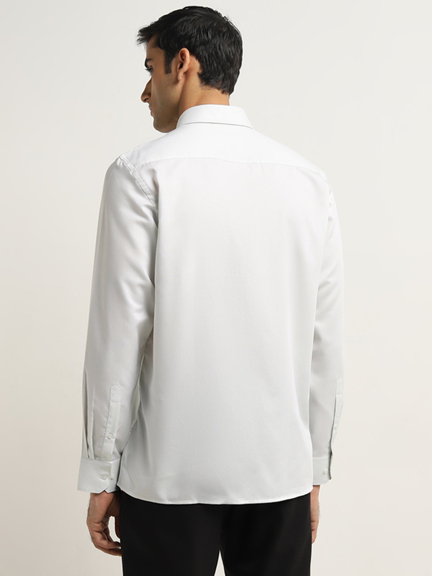 WES Formals by Westside Light Sage Slim-Fit Cotton Shirt