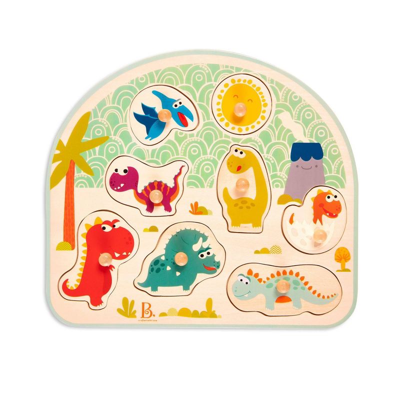 B. toys Wooden Peg Puzzle Stomping Dinos 9pc