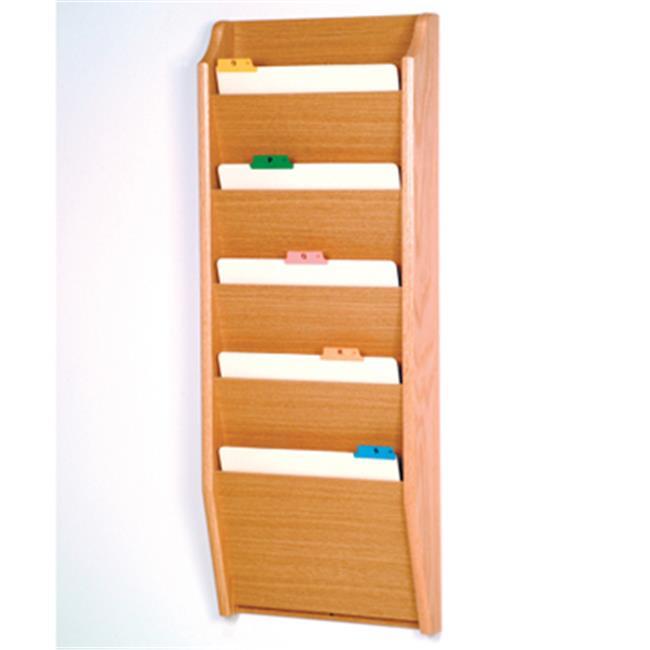 Wooden Mallet Home Office 5 Pocket Letter Size File Holder Wall Display Rack Furniture Light Oak