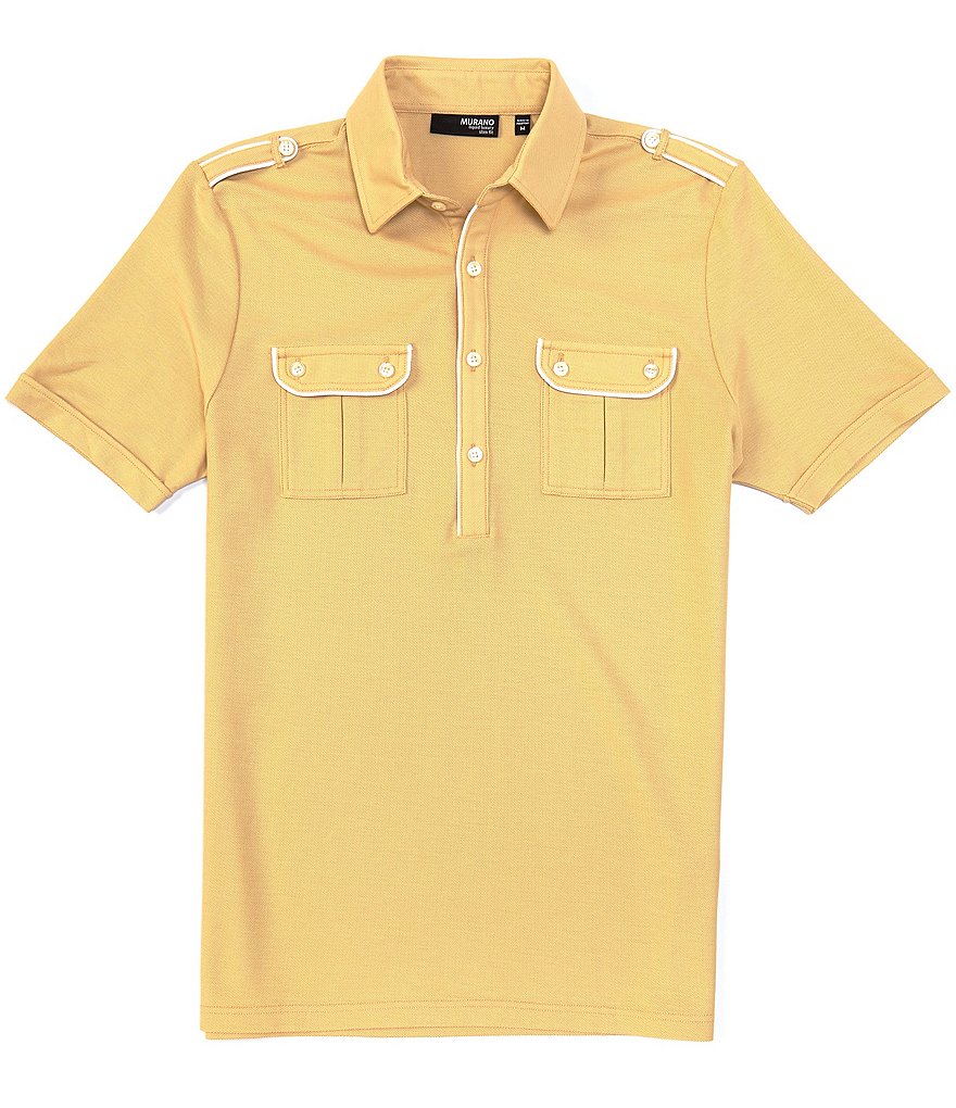 Murano Liquid Luxury Slim-Fit Piped Short-Sleeve Polo Shirt