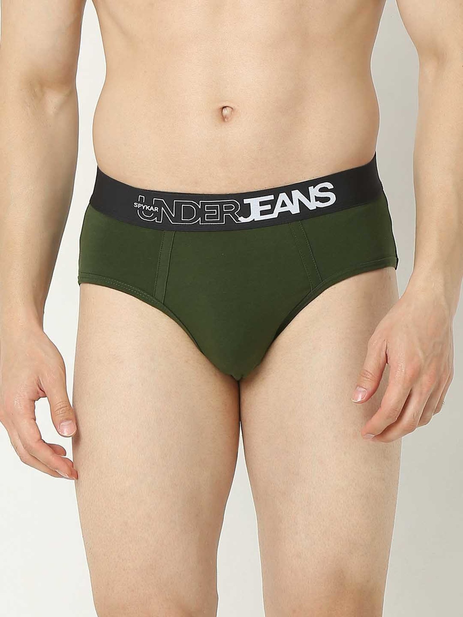 UnderJeans by Spykar Green Regular Fit Briefs - Pack of 2