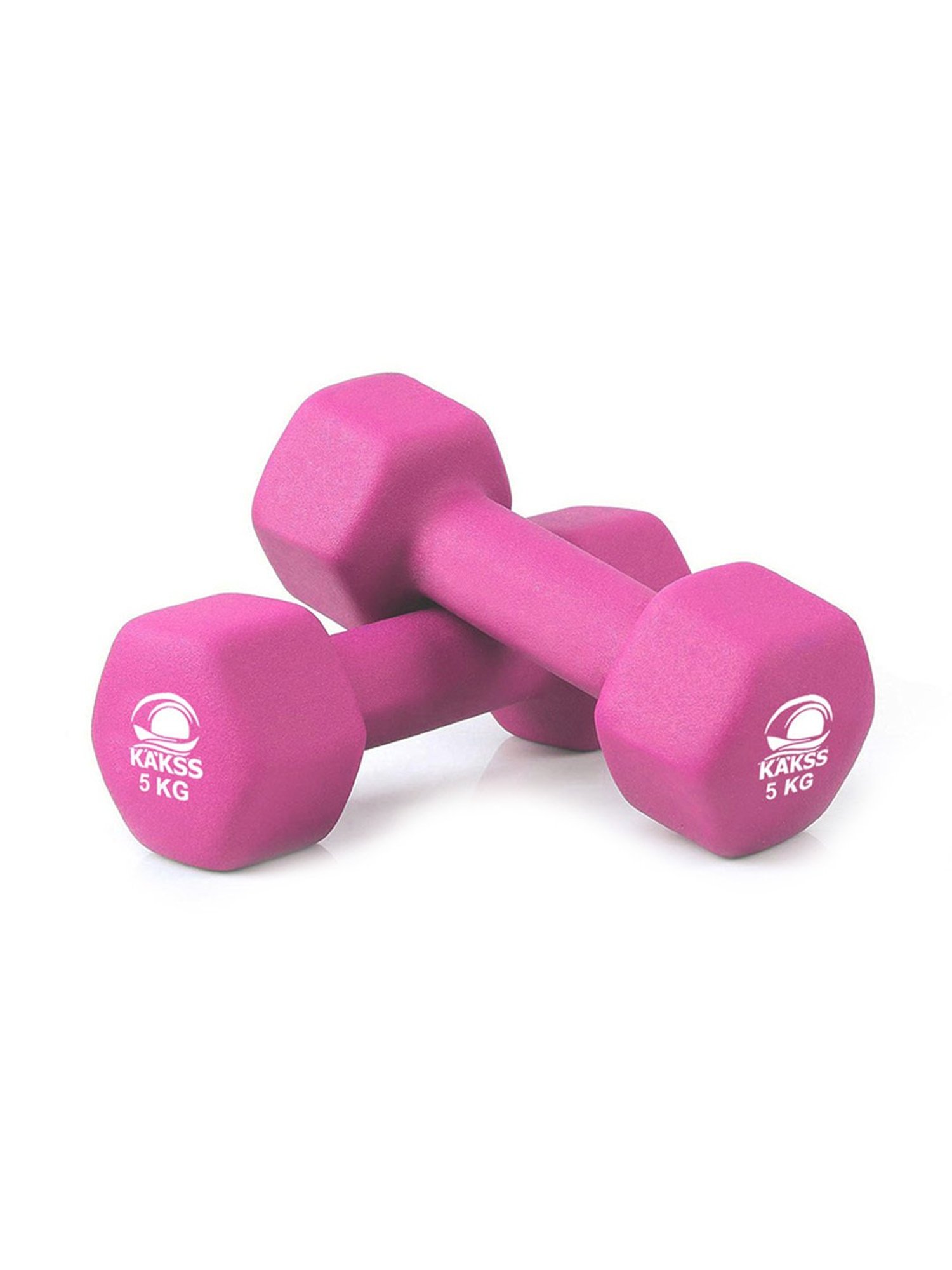 KAKSS Cast Iron Neoprene Coated Dumbbells (Pink) Size - 5KG