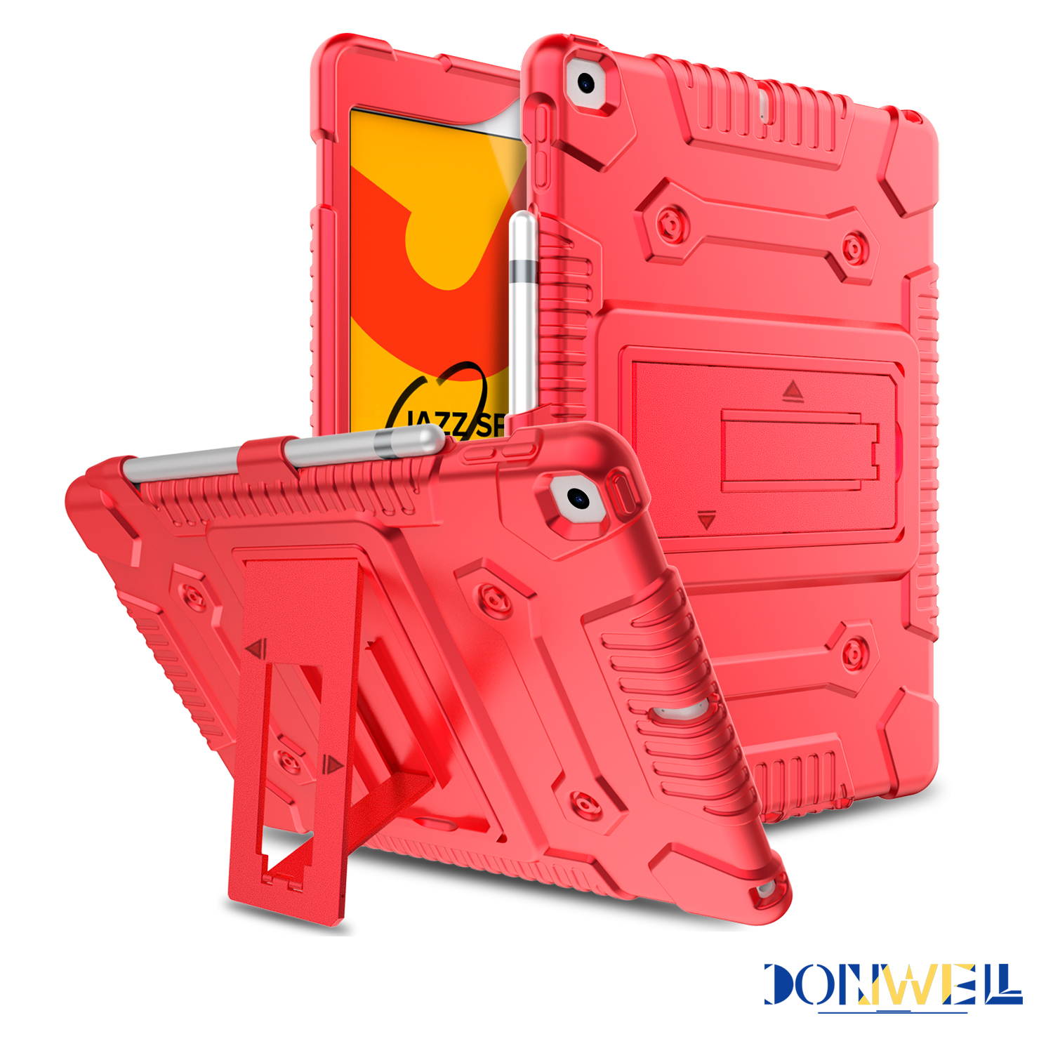 DONWELL For Apple iPad Case 10.2 inch 2020/2019 , iPad 7th/8th Gen, Flexible, Shockproof,Hybrid Soft Silicone Kickstand Case Protective Tablet Case Cover With Pencil Holder