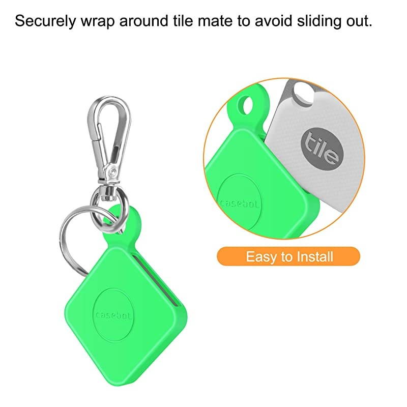 2 Pack  Silicone Case with Carabiner Keychain for Tile Mate 2020 amp 2018 AntiScratch Lightweight Soft Protective Sleeve Skin Cover GreenGlow