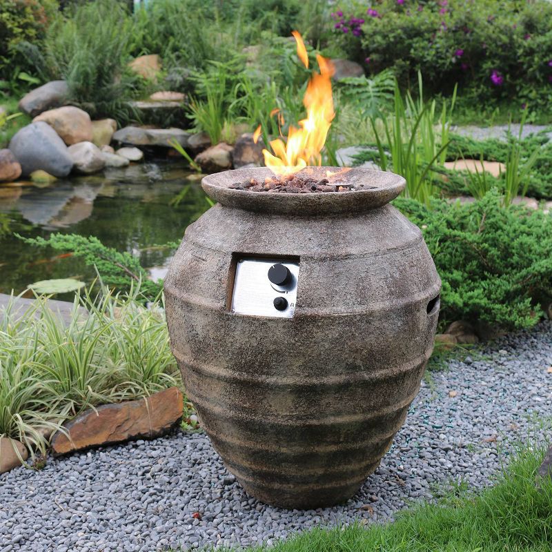 Pompeii Glass Concrete Propane Fire Column - Antique Brass - Modeno