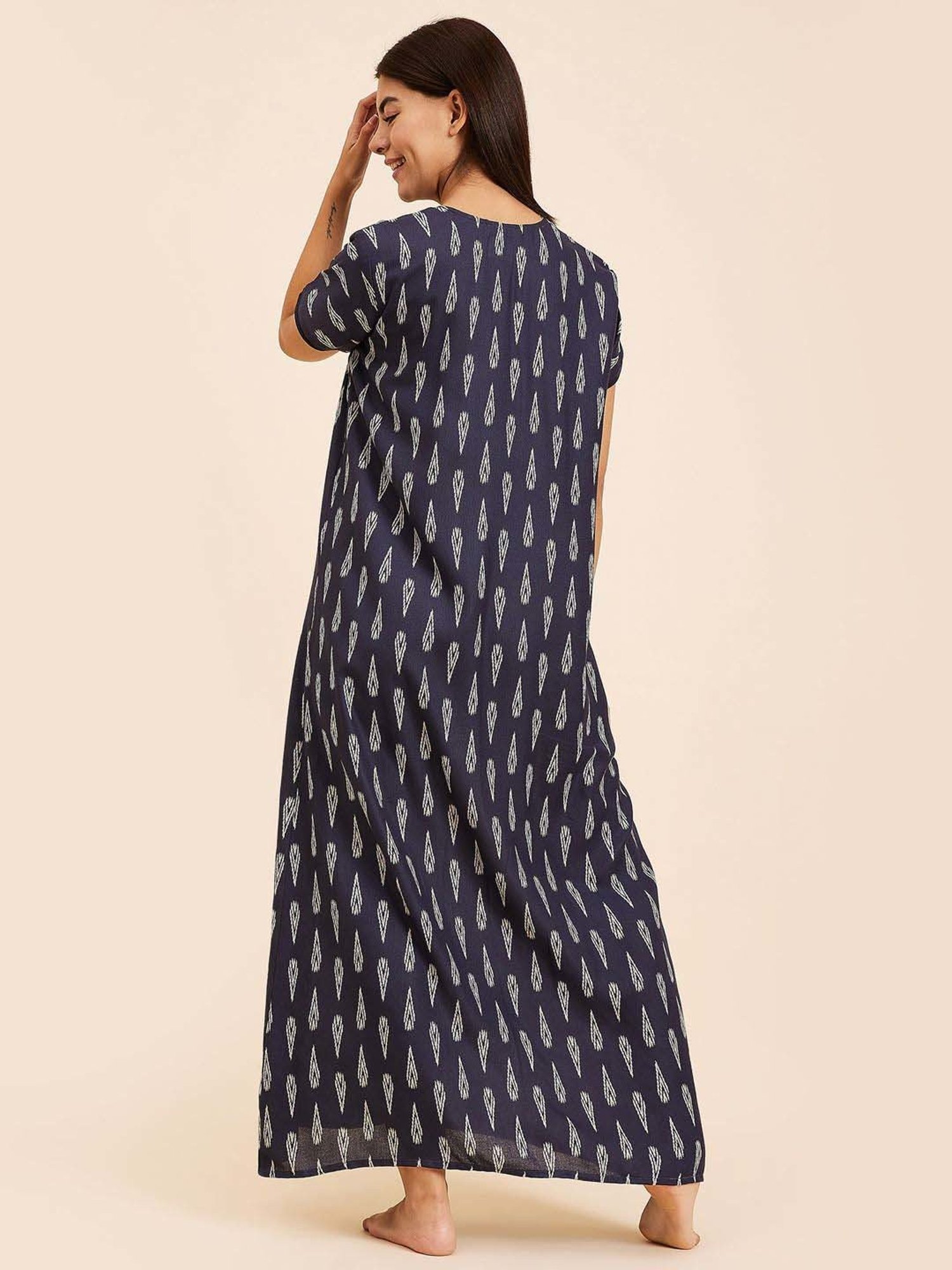 Sweet Dreams Navy Printed Night Gown