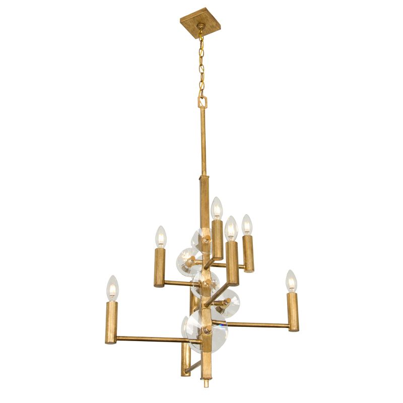 36" Engeared 8 Light Chandelier Antiqued Gold Leaf - Varaluz
