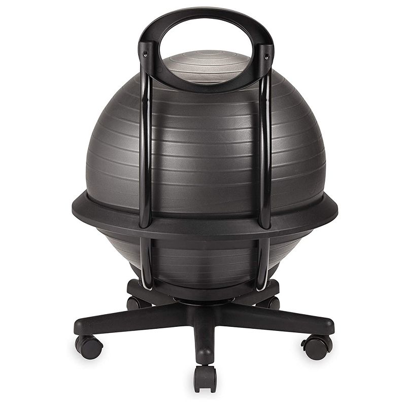 Gaiam Ultimate Fitness Anti Burst Balance Ball Chair with Swivel 5 Wheel Base to Improve Posture, Spinal Alignment, and Core Strength, Black