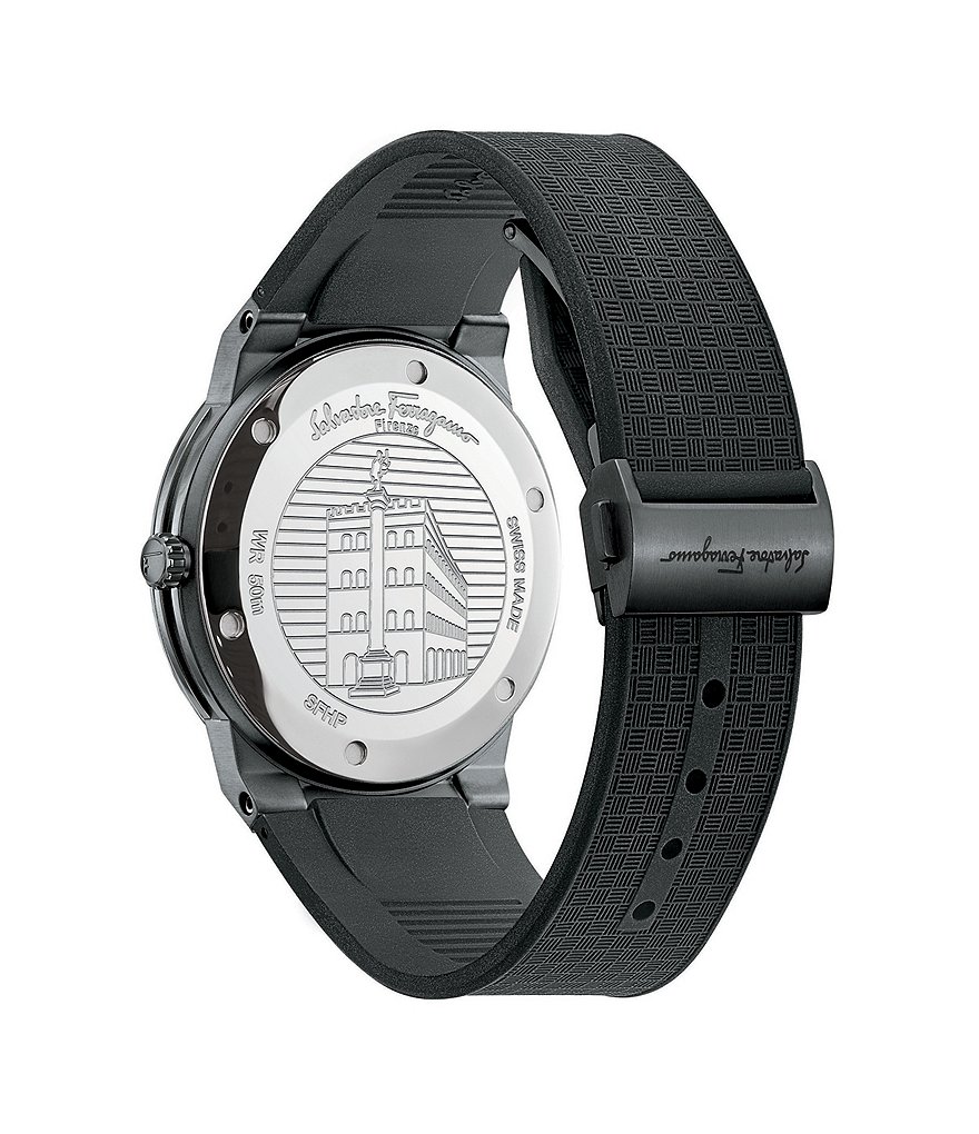 Salvatore Ferragamo Men's Sapphire Black Rubber Watch