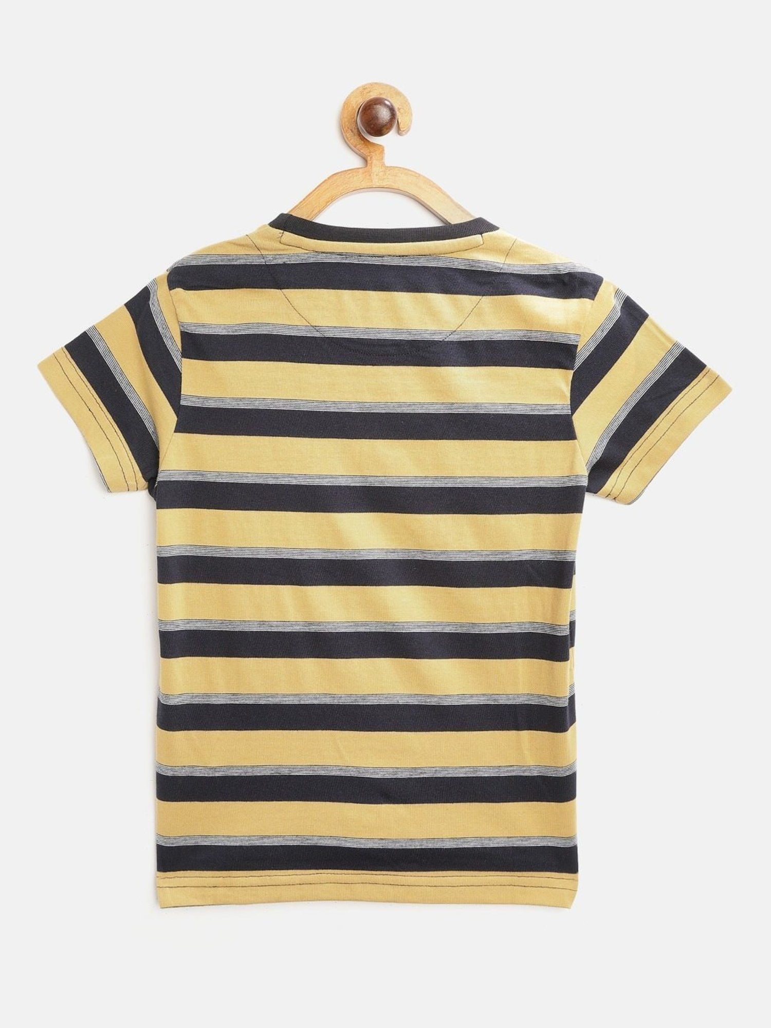 Sweet Dreams Kids Mustard & Black Cotton Striped T-Shirt Set